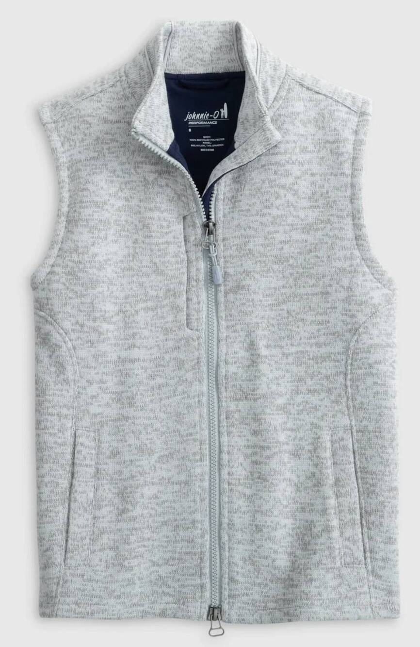 NEW JOHNNIE-O men's denalis jr. double zip vest in light grey